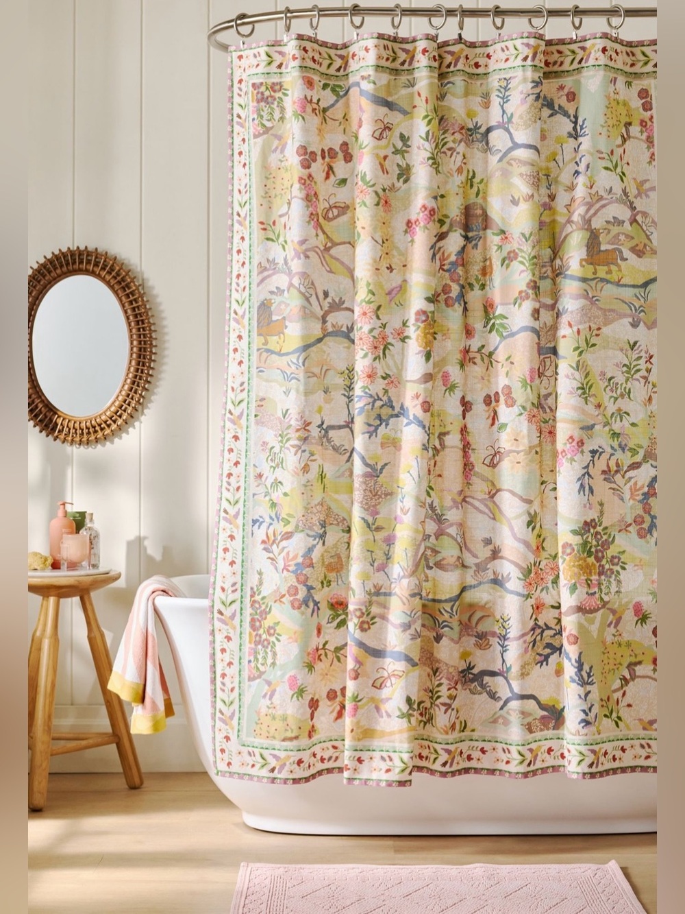 Anthropologie Printed Cotton Slub Shower Curtain Collection, Nora